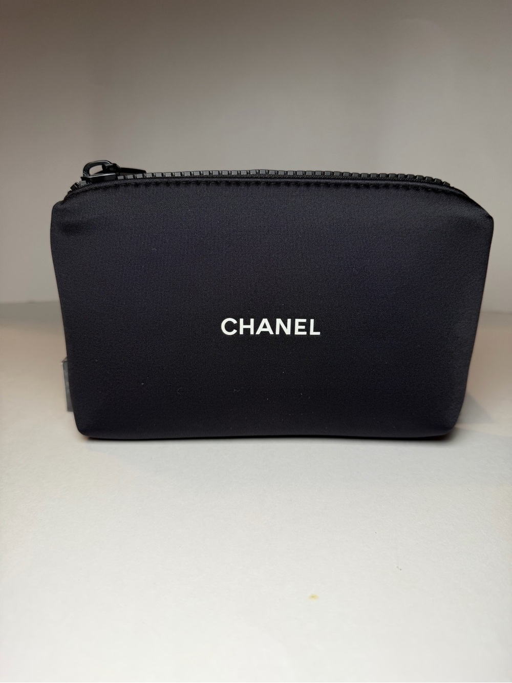 CHANEL Black Logo Makeup Pouch